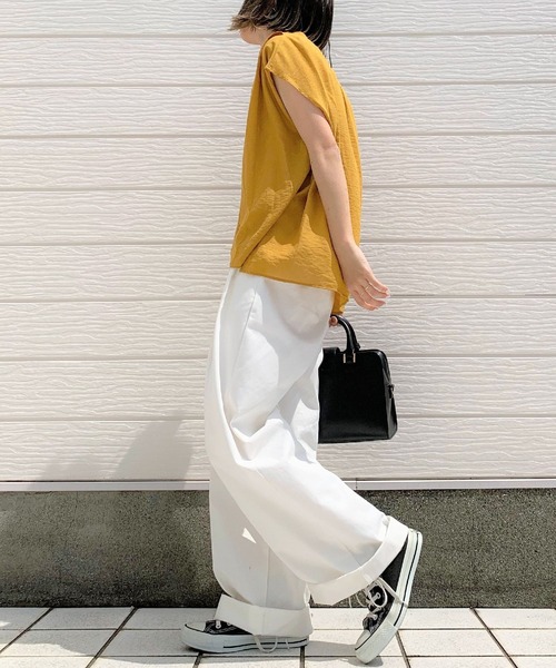 「Q」 半袖ブラウス MEDIUM ベージュ レディース_画像7