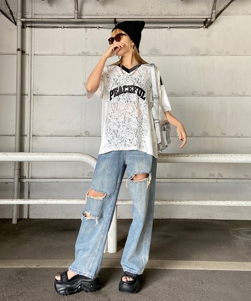 「non-hedge」 半袖Tシャツ FREE オフホワイト レディース_画像3