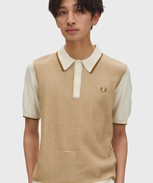  ワッフルニット 半袖ポロシャツ FRED PERRY（フレッドペリー） ポロシャツ Tonic Waffle Knitted Shirt