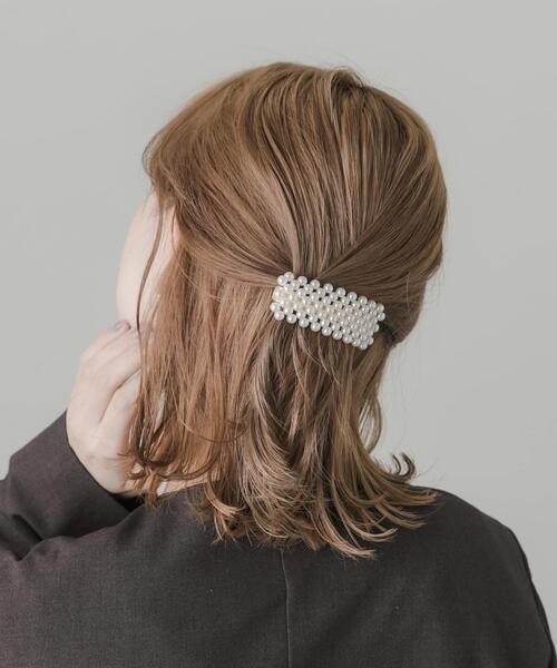【もちめるめる】CHANEL スエード素材 ヘアバレッタ SMELLY（スメリー） ヘアクリップ パールワイドバレッタ : ZOZOTOWN