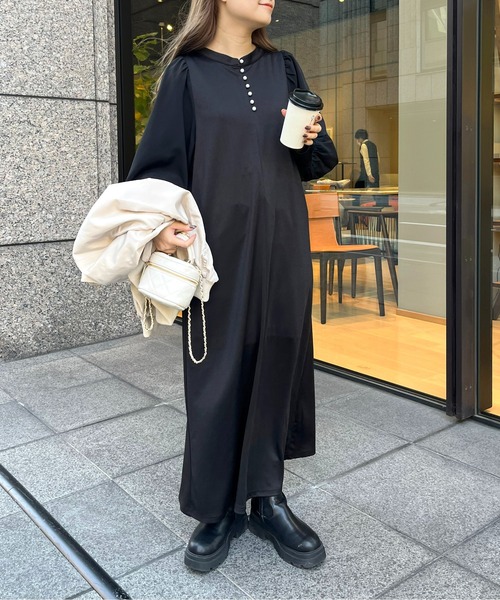 「prose verse」 長袖ワンピース フリ- グリーン レディース_画像3