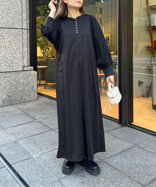 「prose verse」 長袖ワンピース フリ- グリーン レディース_画像5