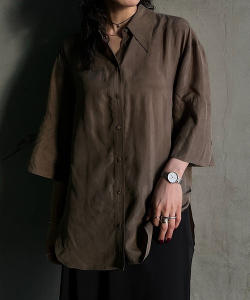 Ameri（アメリ） ブラウス シャツ WIDE CUFFS SLEEVE CUPRO BLOUSE 