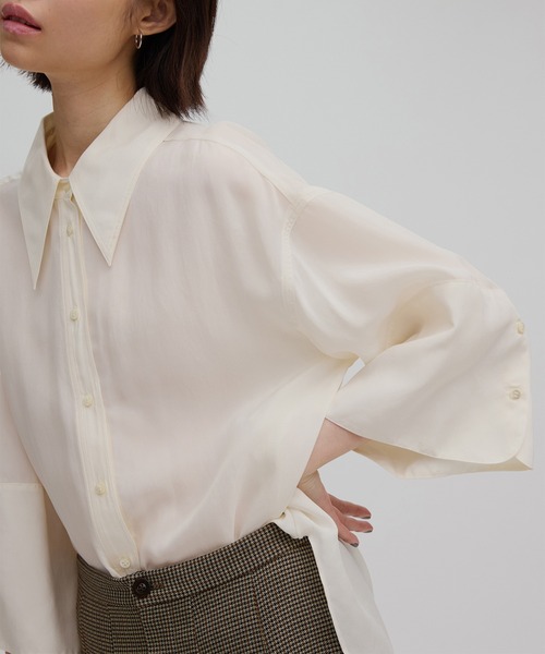 ameri vintage ダブルパフスリーブブラウス WIDE CUFFS SLEEVE CUPRO BLOUSE（シャツ/ブラウス）｜Ameri（アメリ
