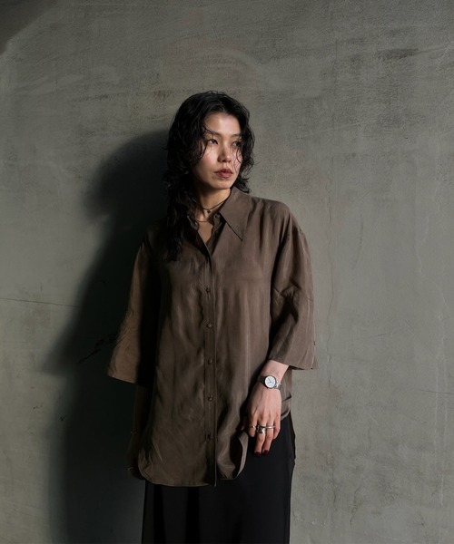 ameri vintage ダブルパフスリーブブラウス Ameri（アメリ） ブラウス シャツ WIDE CUFFS SLEEVE CUPRO BLOUSE