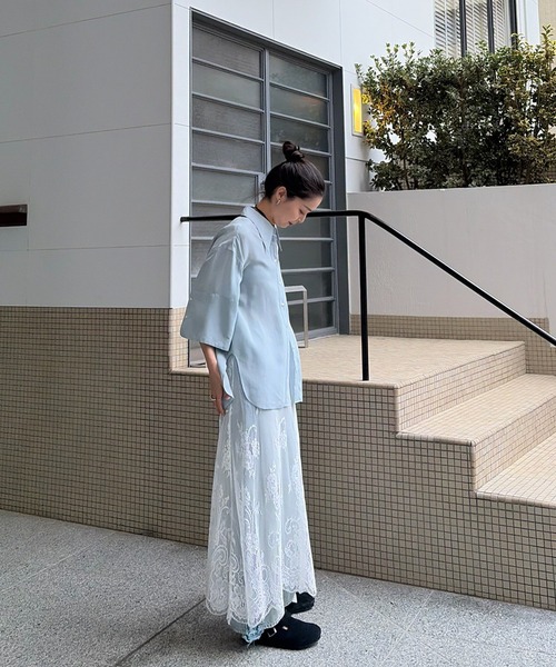 Ameri（アメリ） ブラウス シャツ WIDE CUFFS SLEEVE CUPRO BLOUSE