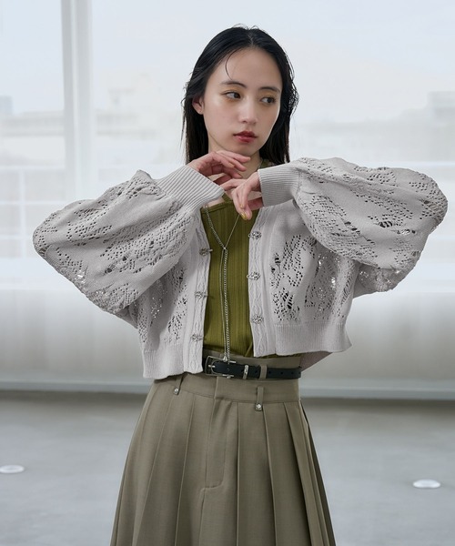 HARE（ハレ） カーディガン スカシアミチャイナニットカーディガン
