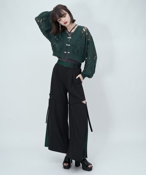 HARE（ハレ） カーディガン スカシアミチャイナニットカーディガン