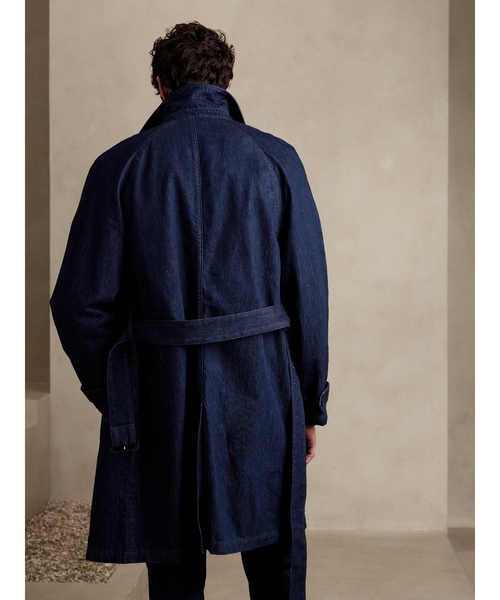 BANANA REPUBLIC」 ステンカラーコート M インディゴブルー メンズ