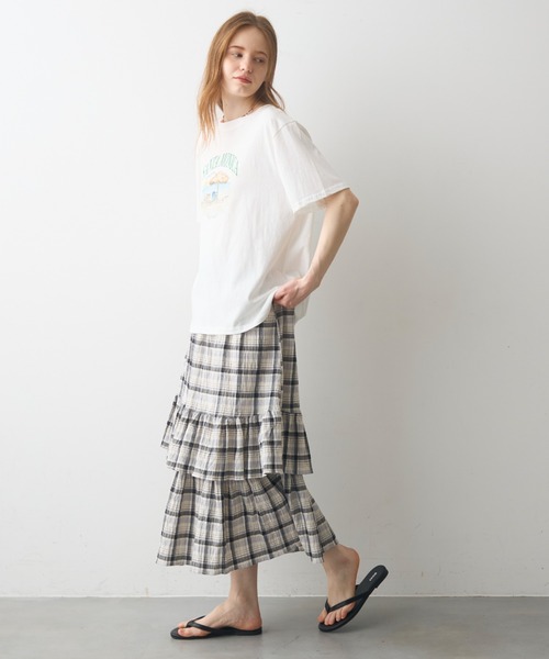 Crisp（クリスプ） スカート crinkle check frill skirt / クリンクル
