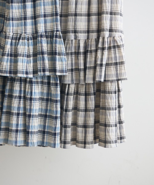 Crisp（クリスプ） スカート crinkle check frill skirt / クリンクル