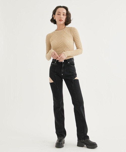 「JOHN LAWRENCE SULLIVAN」 デニムパンツ X-SMALL ブラック レディース_画像2