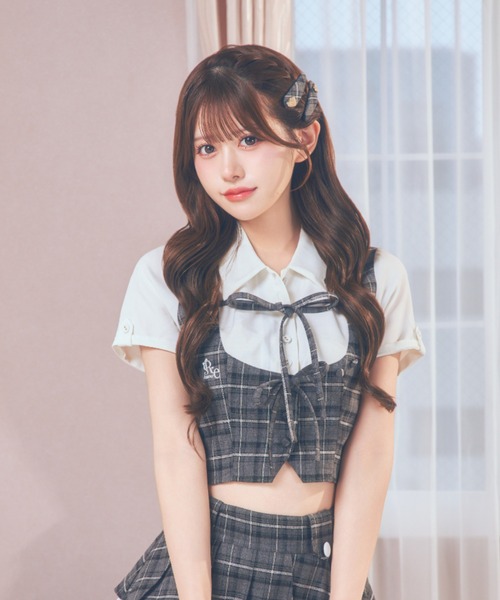 ReAmour シャツドッキングロゴトップス ReAmour tシャツ 半袖 シャツドッキングロゴトップス レディース
