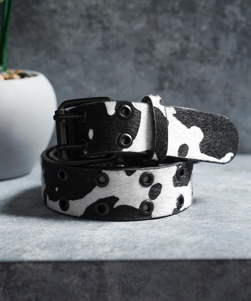 「Archive」D&G ドルチェ＆ガッバーナ ハラコ レザーベルト牛柄 ベルト 「D-LAND」ハラコ風 / Harako-style Belt メンズ レディース