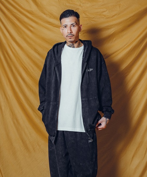 「Subciety」 ジップアップパーカー LARGE カーキ メンズ_画像3