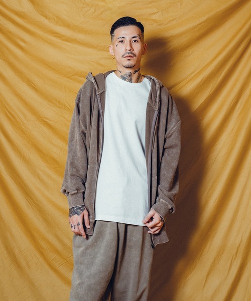 「Subciety」 ジップアップパーカー LARGE カーキ メンズ_画像7