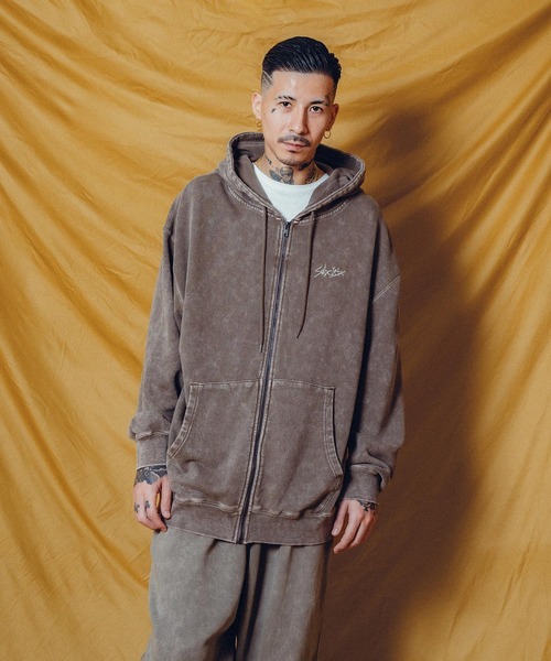 「Subciety」 ジップアップパーカー LARGE カーキ メンズ_画像8