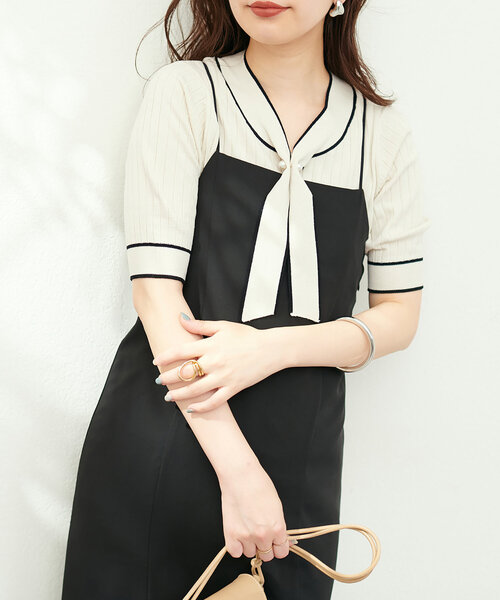 「natural couture」 半袖ニット FREE ピンクベージュ レディース_画像2