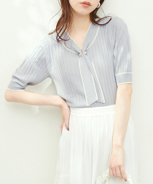 「natural couture」 半袖ニット FREE ピンクベージュ レディース_画像6