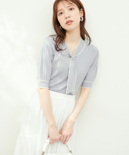 「natural couture」 半袖ニット FREE ピンクベージュ レディース_画像8