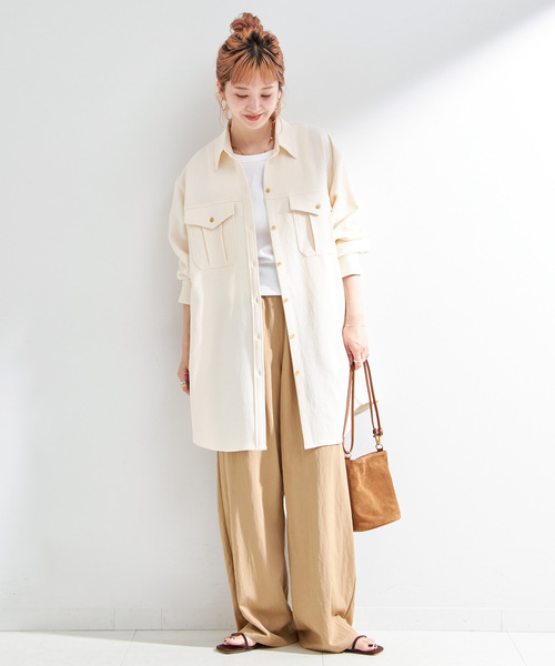 「B.C STOCK」 「Simplicite」長袖シャツ FREE ブラウン レディース_画像9