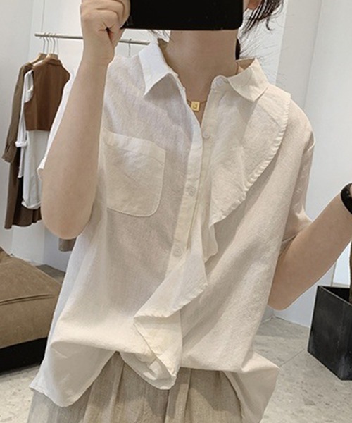 「Amulet」 半袖ブラウス X-LARGE ホワイト レディース_画像8