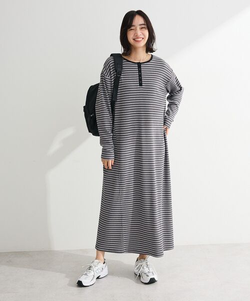 「Green Parks」 長袖ワンピース FREE グレー レディース_画像9