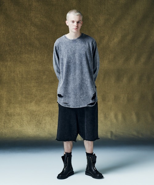 グラム glamb グレー サルエルパンツ スウェット素材 glamb（グラム） ワイドパンツ ハーフパンツ パンツ 短パン Fade Sweat