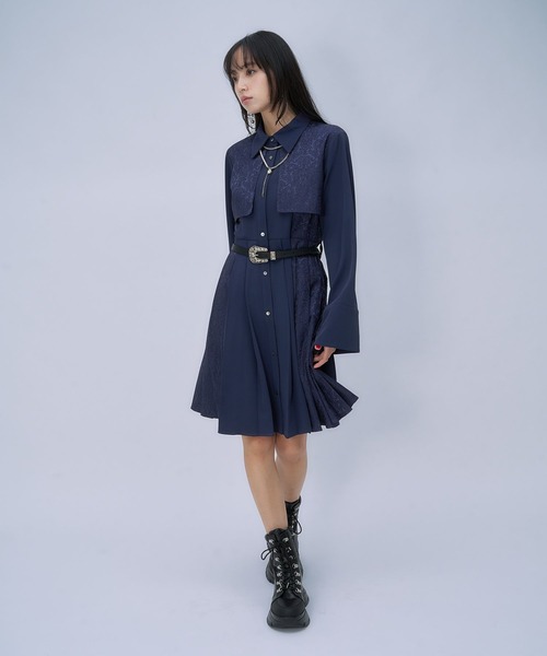 HARE（ハレ） ワンピース 「選べるミニ丈＆ロング丈」ジャガードソデ