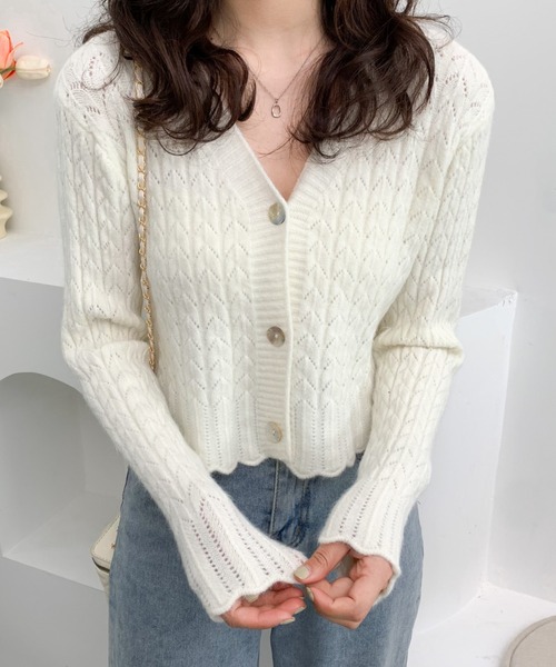 ABITOKYO カーディガン Vネック ショートカーディガン