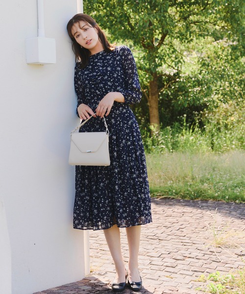 Tiaclasse ワンピース 花柄フリルドレープワンピース : ZOZOTOWN Yahoo