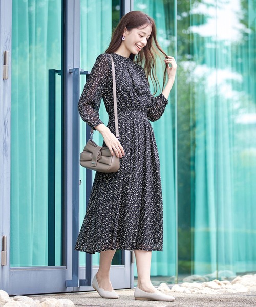 Tiaclasse ワンピース 花柄フリルドレープワンピース : ZOZOTOWN Yahoo