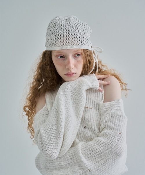 ニットキャップ・ビーニー [NICEGHOSTCLUB]BIG EARCAP BEANIE_IVORY(NG2EFUAB24A) big earcap beanie[ivory] - niceghostclub