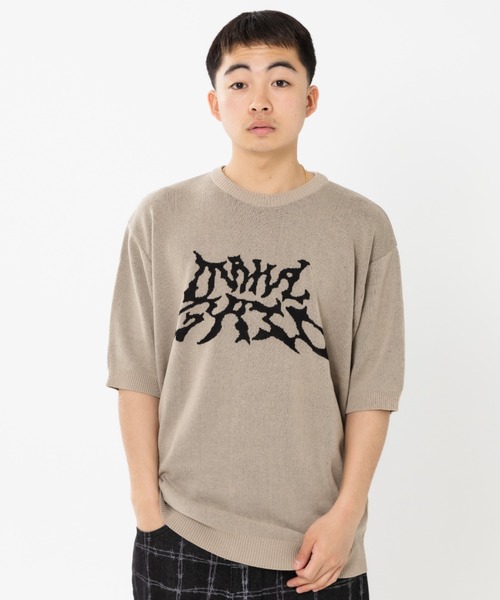 ニット セーター 「mahagrid/マハグリッド」TRIBAL LOGO HALF KNIT/トライバルロゴハーフニット レディース メンズ