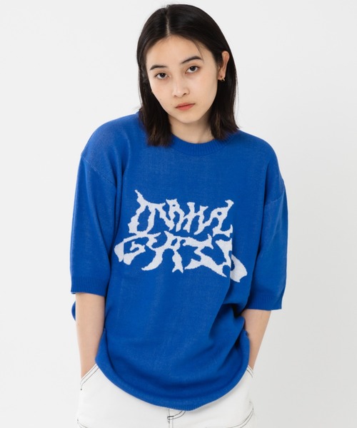 ニット セーター 「mahagrid/マハグリッド」TRIBAL LOGO HALF KNIT/トライバルロゴハーフニット レディース メンズ MAHAGRID ニット セーター 「mahagrid/マハグリッド」TRIBAL