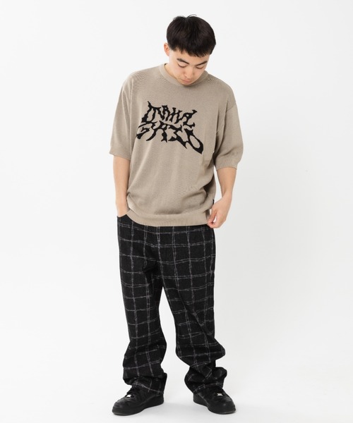 ニット セーター 「mahagrid/マハグリッド」TRIBAL LOGO HALF KNIT/トライバルロゴハーフニット レディース メンズ MAHAGRID ニット セーター 「mahagrid/マハグリッド」TRIBAL