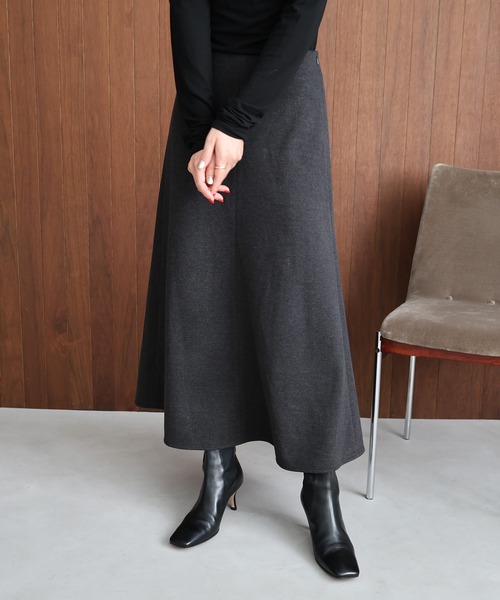 evernavy スカート ウール調ポンチフレアスカート : ZOZOTOWN Yahoo!店