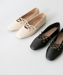 menue パンプス 「 新色追加 」レースアップ スクエアトゥ