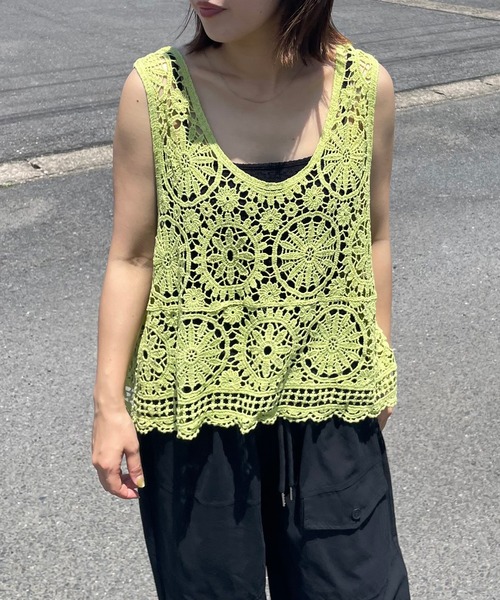 CITYSHOP・クロシェパッチワーク/ベスト、ジレ