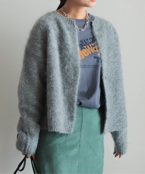 ニット セーター アルパカシャギー　ショートカーデ レディース NOMBRE IMPAIR ニット セーター アルパカシャギー ショート