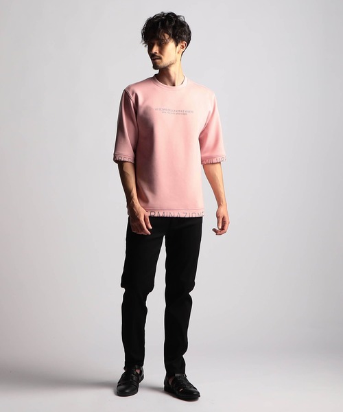 NICOLE CLUB FOR MEN tシャツ ロゴプリント5分袖プルオーバー