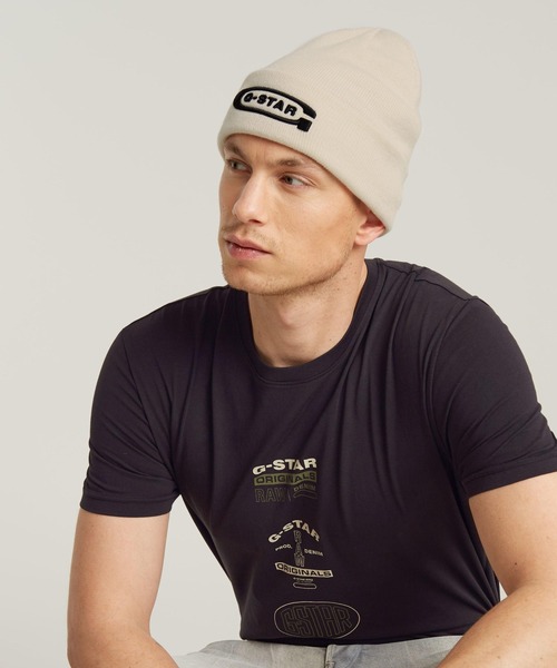 ロゴニット帽 G-STAR RAW ニット帽 ニットキャップ ORIGINALS ARTWORK LONG
