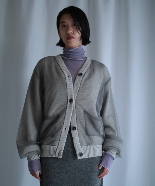 カーディガン LAYERED KNIT CARDIGAN レディース