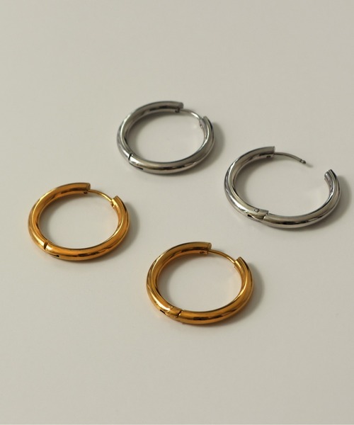 ORLEAN ピアス 金属アレルギー対応 メタルフープピアス 25mm