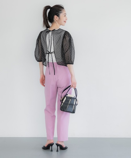 coca ブラウス シャツ 「WEB限定セール」ドット柄シアーバック