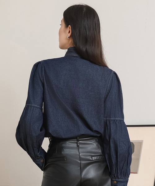 ブラウス シャツ bow collar denim blouse レディース SUWDEE ブラウス シャツ bow collar denim blouse レディース