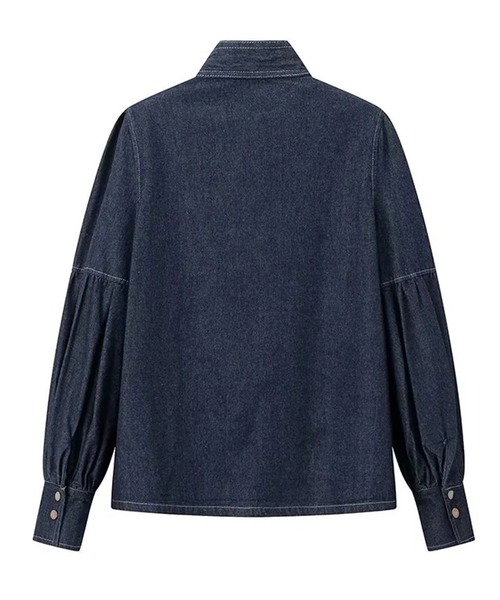 SUWDEE ブラウス シャツ bow collar denim blouse レディース