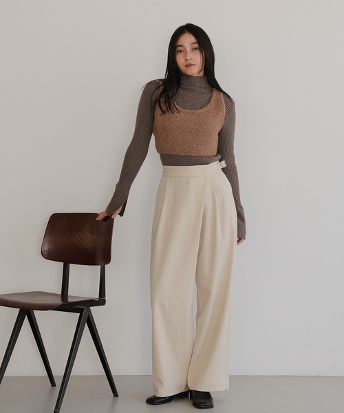 スラックス パンツ フロントラップパンツ レディース : ZOZOTOWN Yahoo