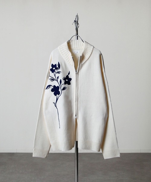 Nilway セーター ニット フラワー 刺繍 ダブル ジップ