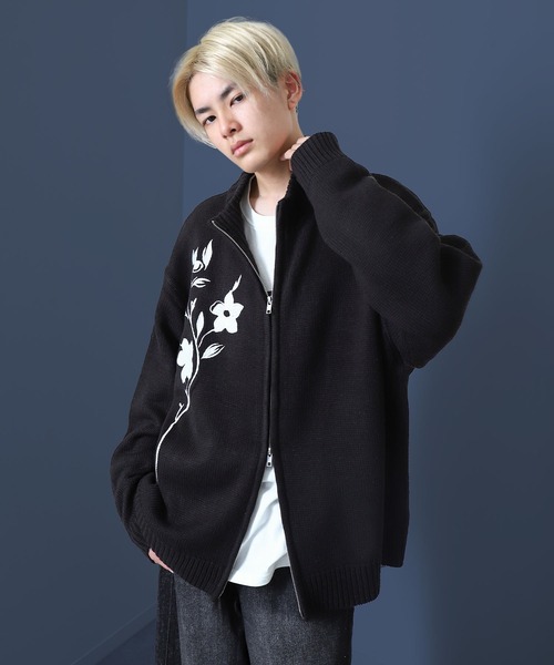 BURBERRY BLACK LABEL ドライバーズニット　ホース刺繍 ジップ 良好 バーバリーブラックレーベル ドライバーズニット